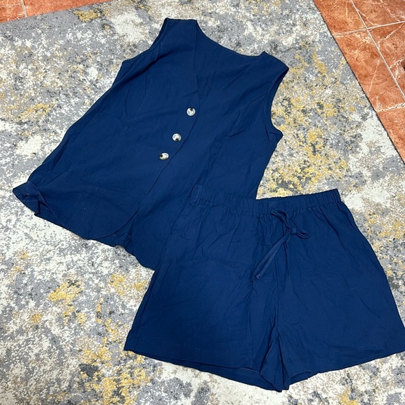 SHEIN Slayr Marynarka I Szorty Z Kamizelką I Jednokolorowymi Guzikami Z Przodu - Picture 3 of 8